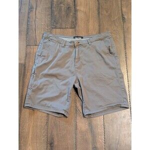 DU/ER Flat Front Chino Shorts Men's 36 Gray 9" Inseam 5 Pockets